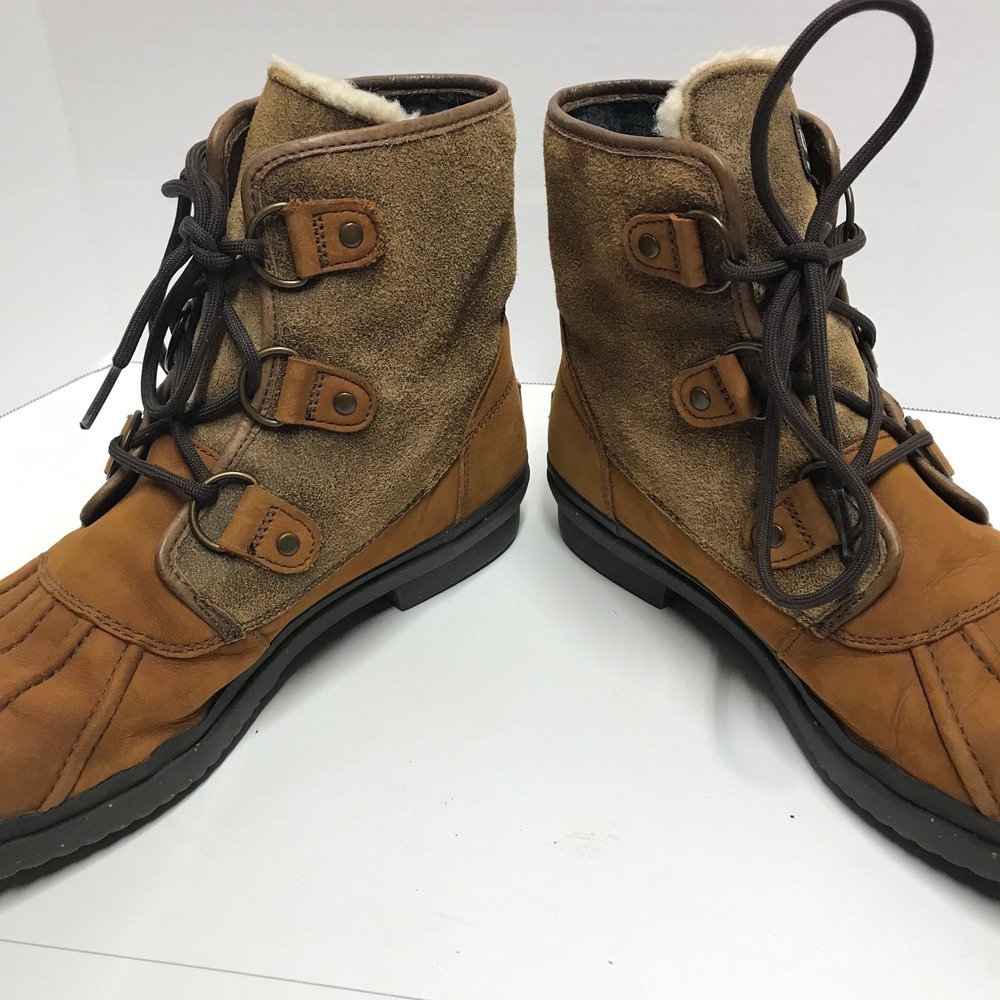 UGG Australia Adirondack Waterproof Duck Boots Brown Leather Suede Shearling - Picture 5 of 16